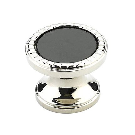 Schaub and Company 1 1/4" Round Knob in Polished Nickel with Classic Black Glass Inlay