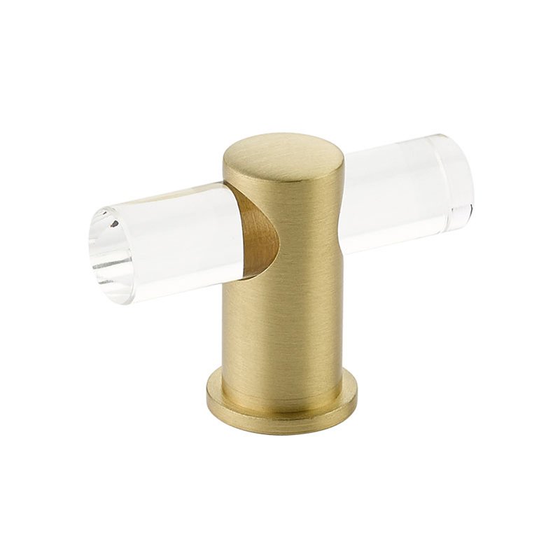 Schaub and Company 2" Adjustable Clear Acrylic T-Knob In Satin Brass