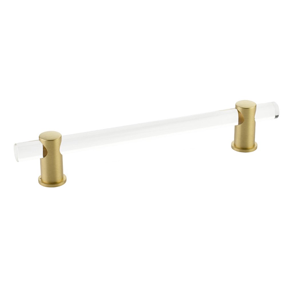 Schaub and Company 6" Centers Adjustable Clear Acrylic Pull In Satin Brass