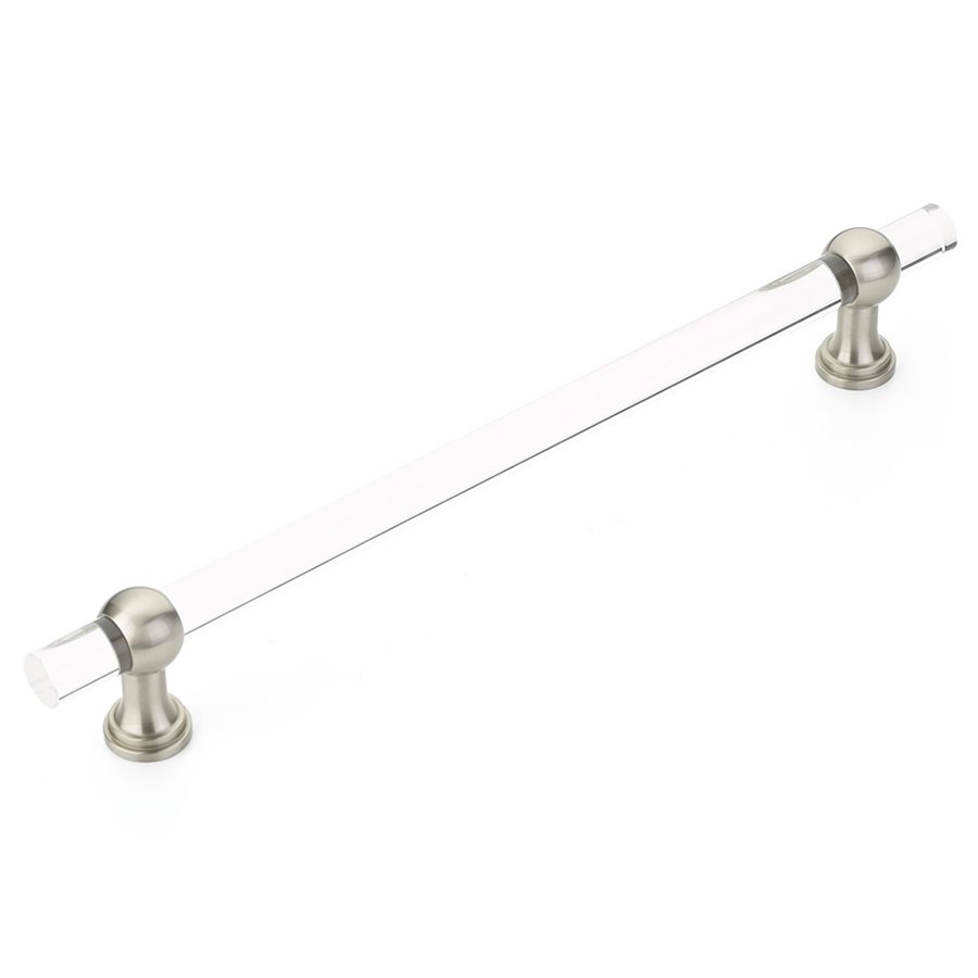 Schaub and Company 12" Centers Non-Adjustable Clear Acrylic Appliance Pull In Satin Nickel