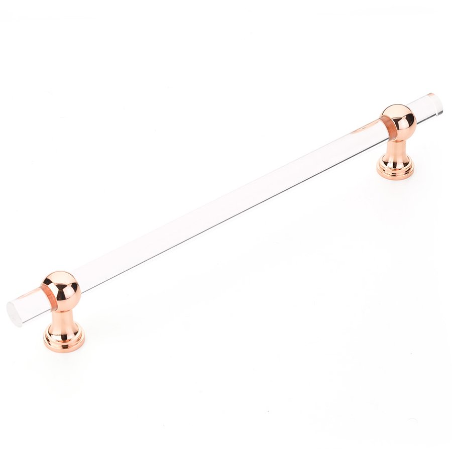 Schaub and Company 12" Centers Non-Adjustable Clear Acrylic Appliance Pull In Polished Rose Gold