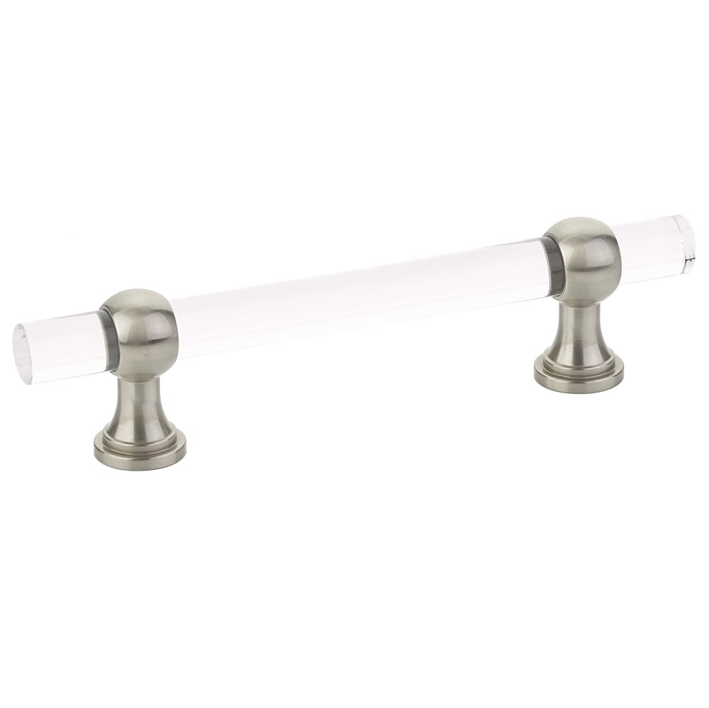 Schaub and Company 4" Centers Adjustable Clear Acrylic Pull In Satin Nickel