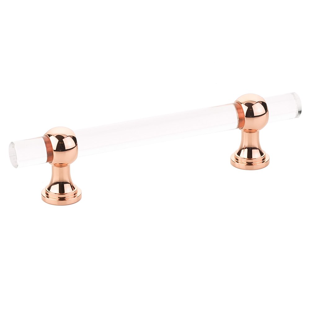 Schaub and Company 4" Centers Adjustable Clear Acrylic Pull In Polished Rose Gold