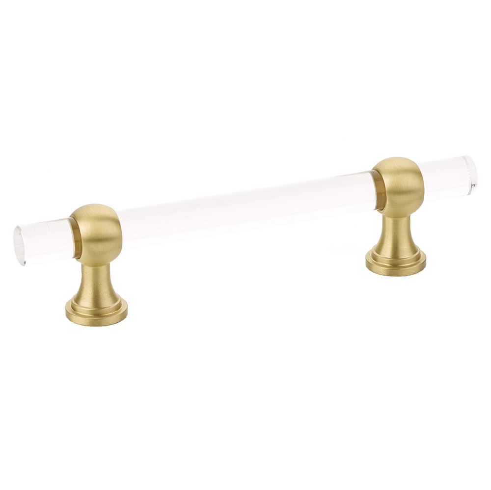 Schaub and Company 4" Centers Adjustable Clear Acrylic Pull In Satin Brass