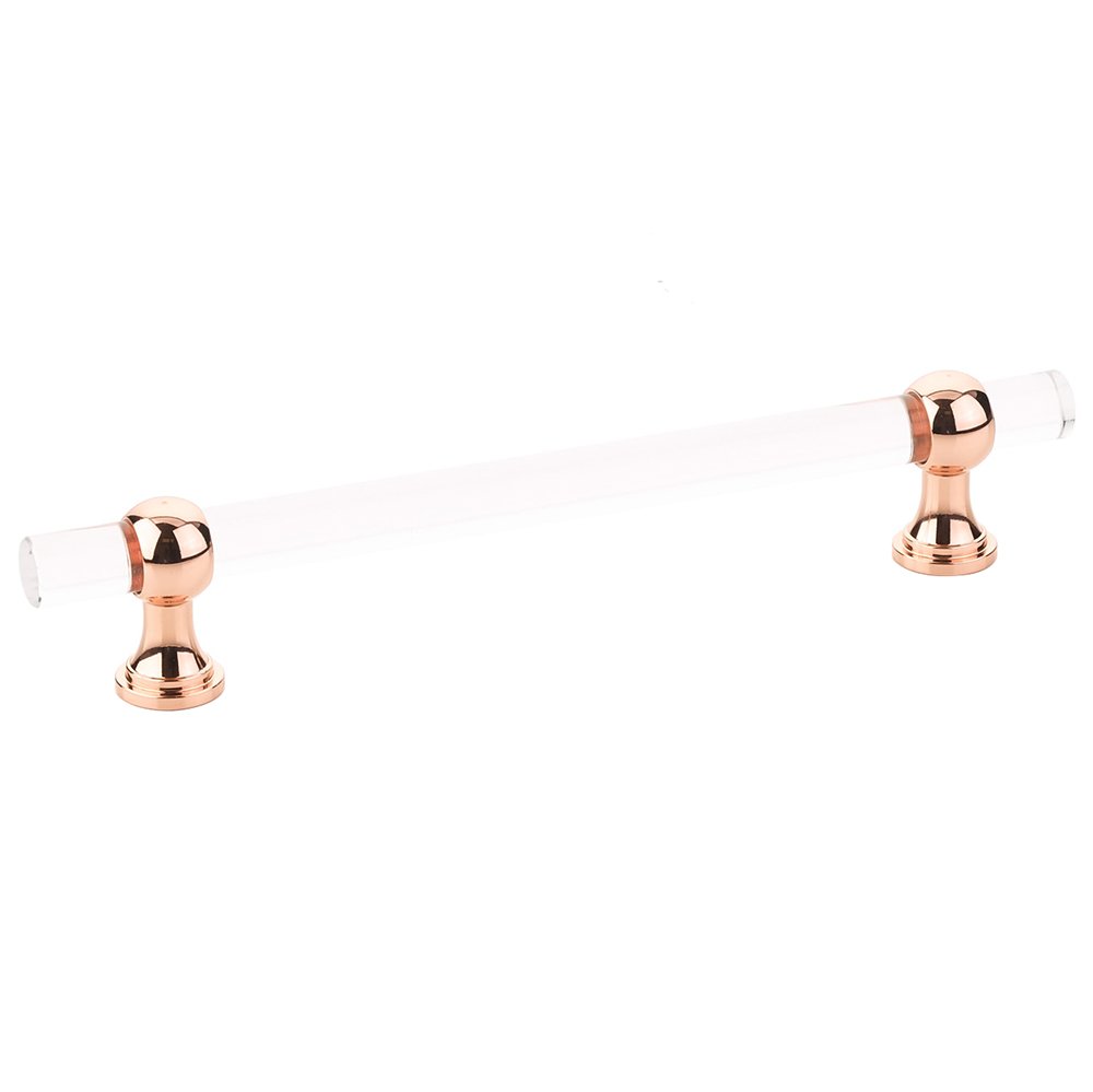 Schaub and Company 6" Centers Adjustable Clear Acrylic Pull In Polished Rose Gold
