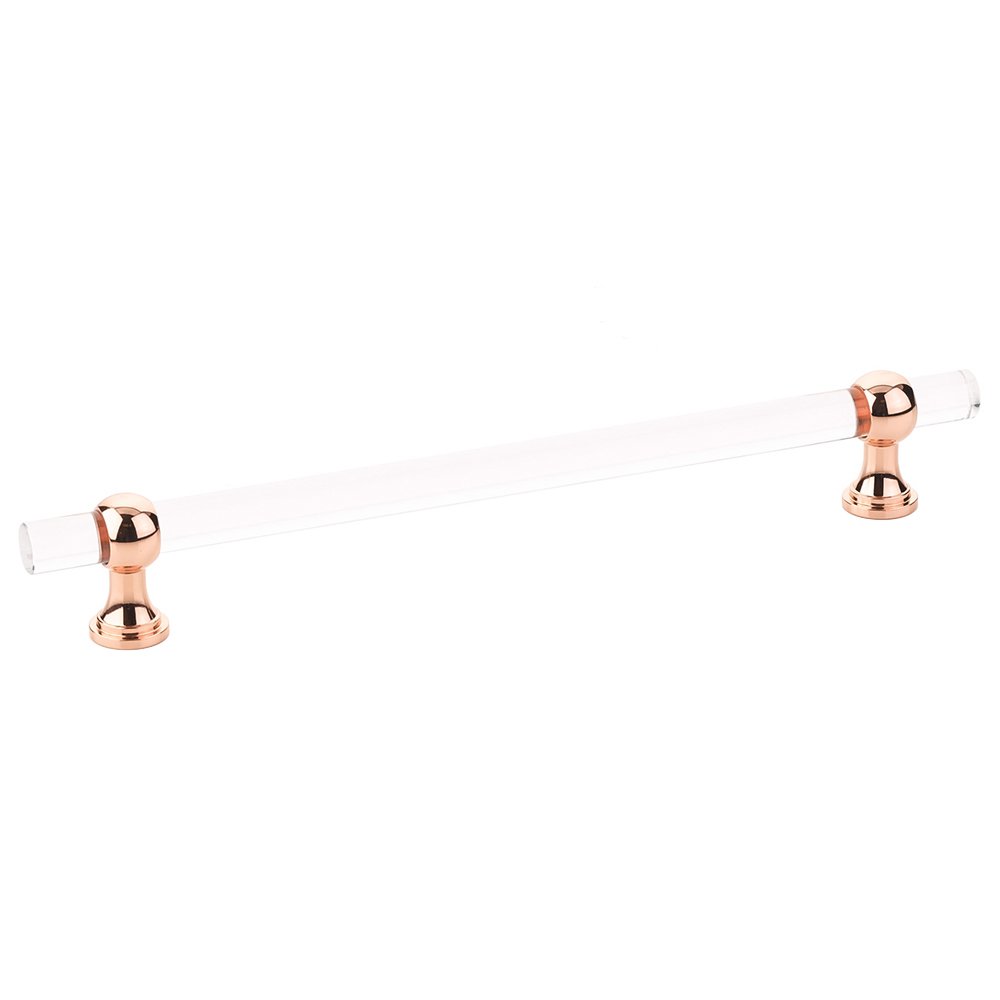 Schaub and Company 8" Centers Adjustable Clear Acrylic Pull In Polished Rose Gold