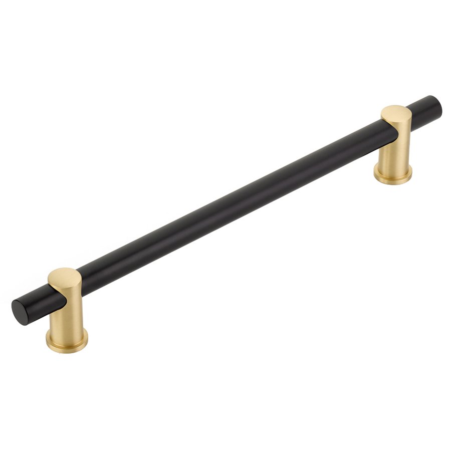 Schaub and Company 12" Centers Appliance Pull in Matte Black Bar and Satin Brass Stems