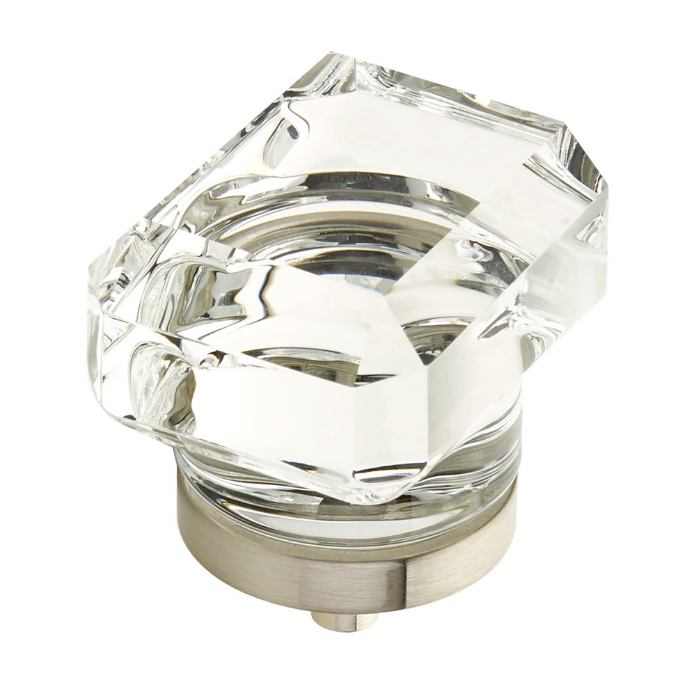 Schaub and Company 1 3/4" Rectangular Glass Knob in Satin Nickel