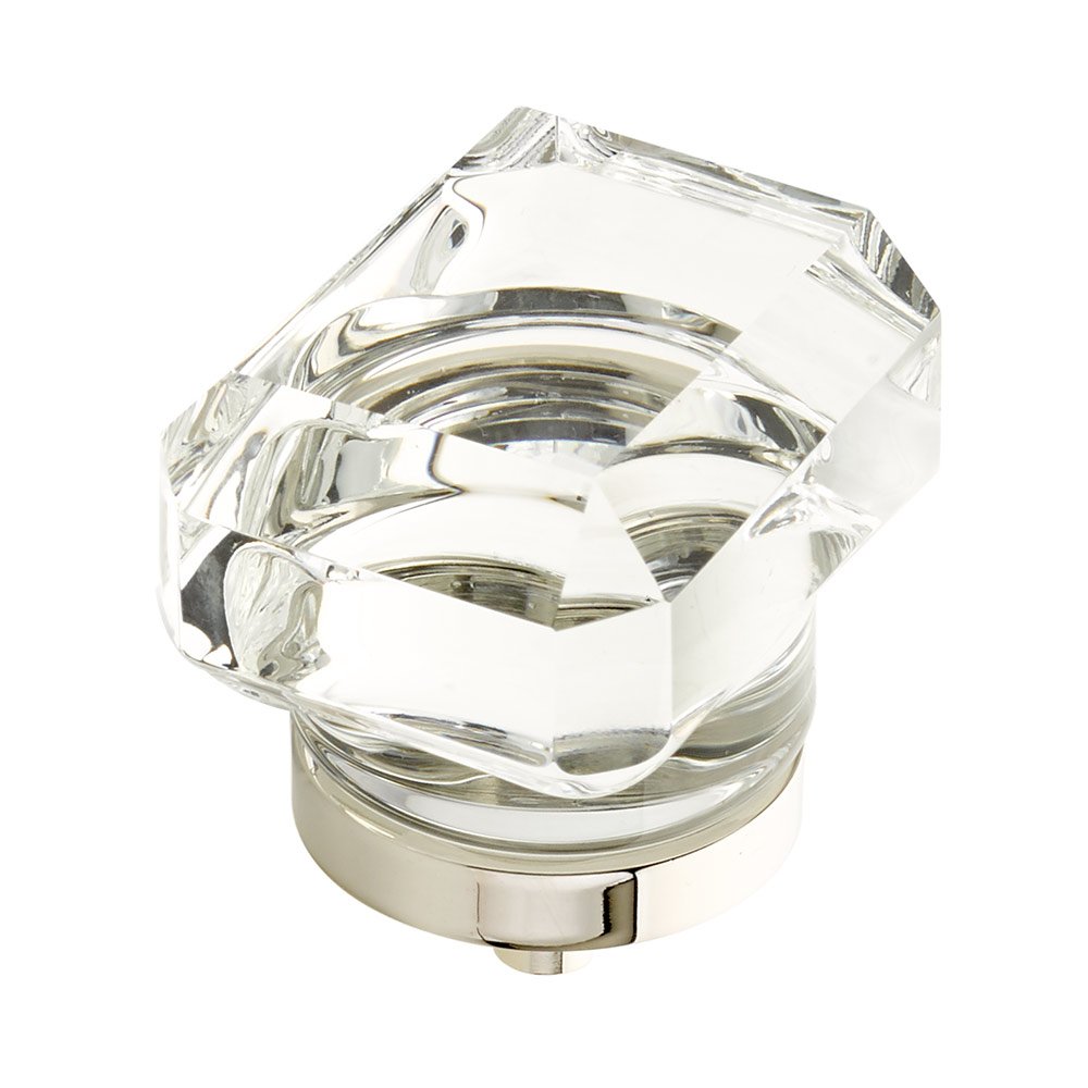 Schaub and Company 1 3/4" Rectangular Glass Knob in Polished Nickel