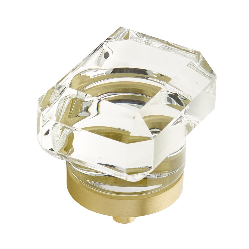 Schaub and Company 1 3/4" Rectangular Glass Knob in Satin Brass