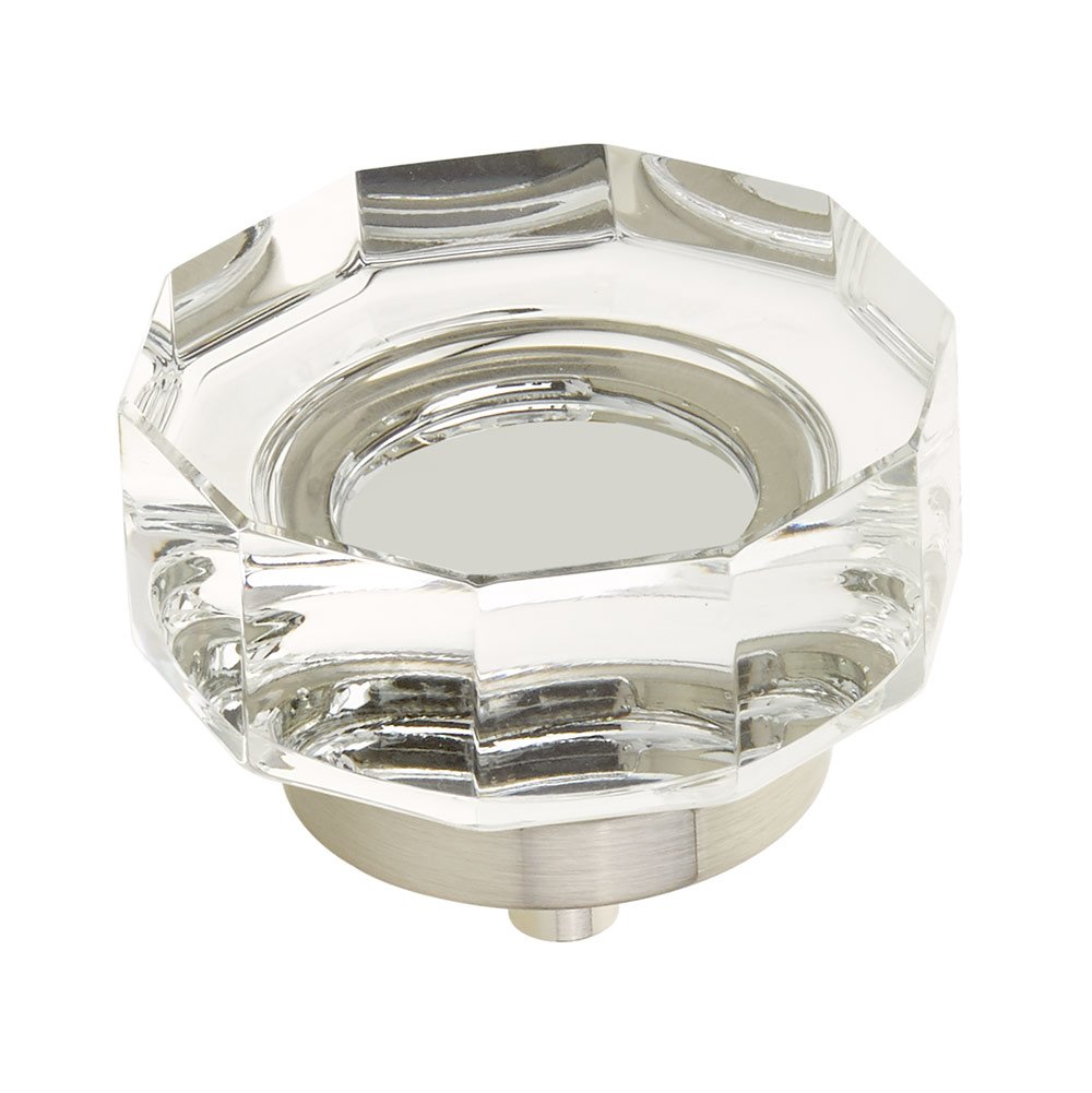 Schaub and Company 1 3/4" Diameter Large Multi-Sided Glass Knob in Satin Nickel