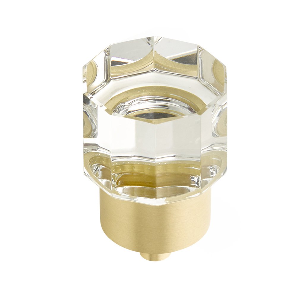 Schaub and Company 1 1/8" Diameter Round Multi-Sided Glass Knob in Satin Brass