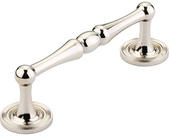 Schaub and Company 4" Centers Knurled Footplate Pull in Polished Nickel