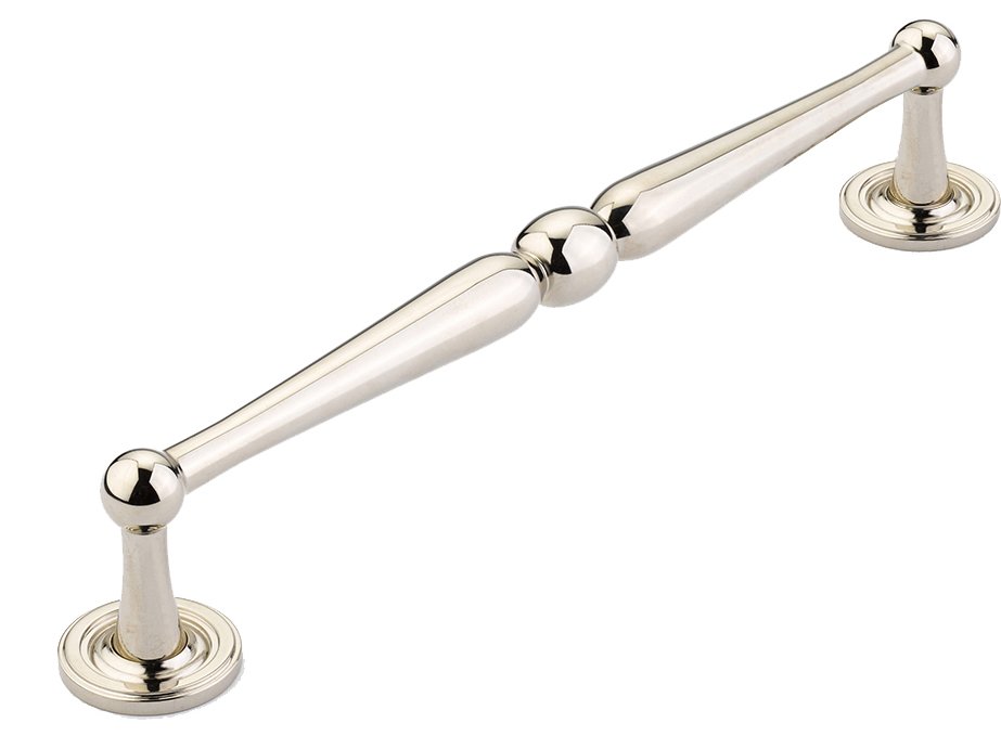 Schaub and Company 8" Centers Knurled Footplate Pull in Polished Nickel