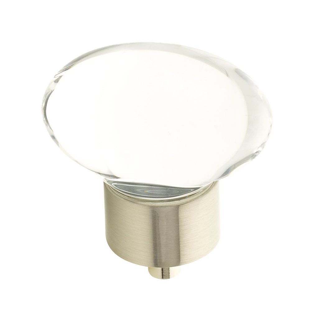 Schaub and Company 1 3/4" Oval Glass Knob in Satin Nickel