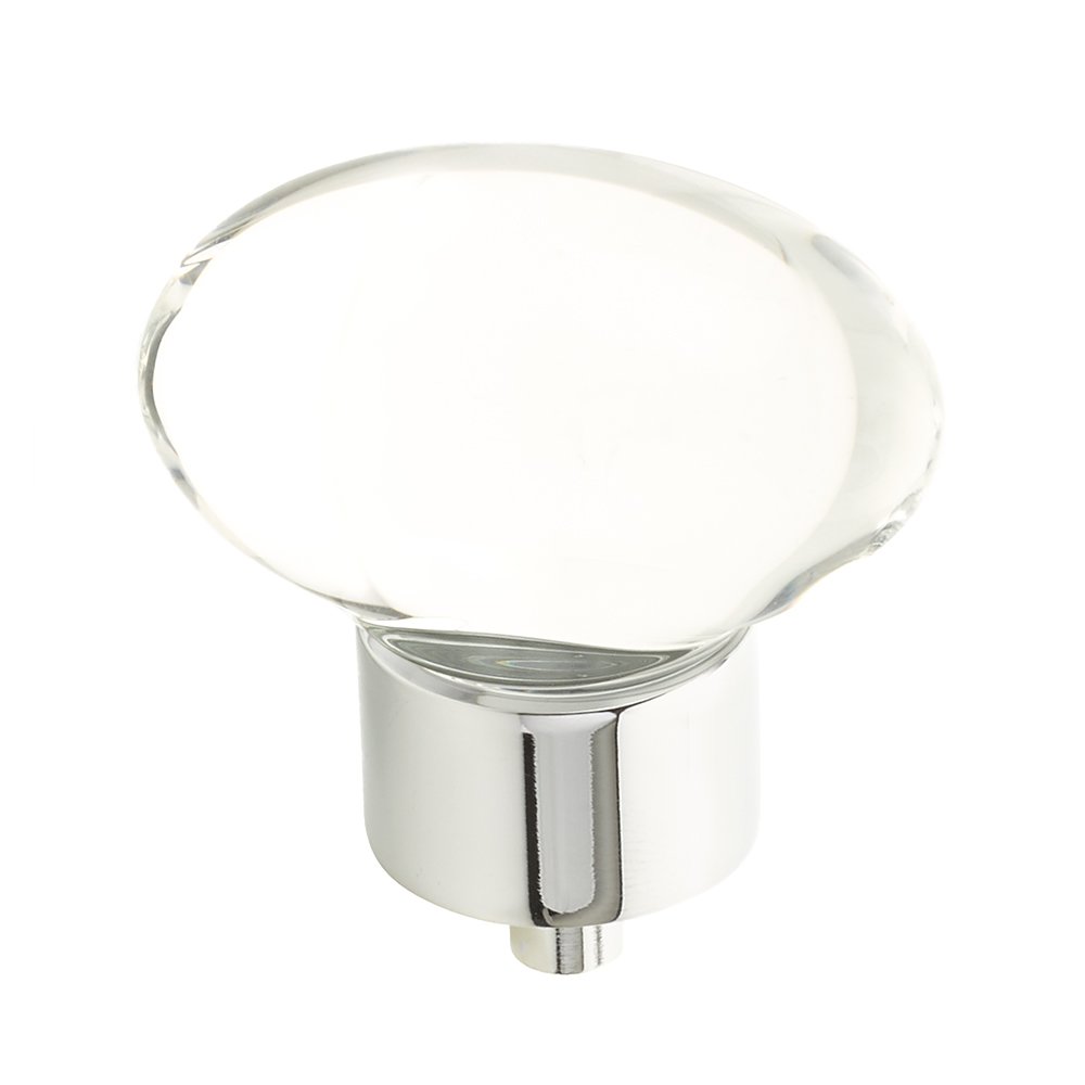 Schaub and Company 1 3/4" Oval Glass Knob in Polished Chrome
