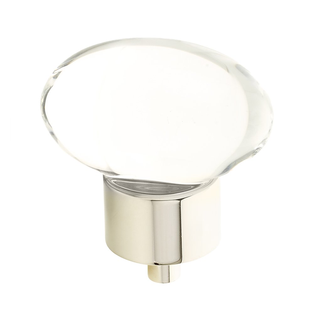 Schaub and Company 1 3/4" Oval Glass Knob in Polished Nickel