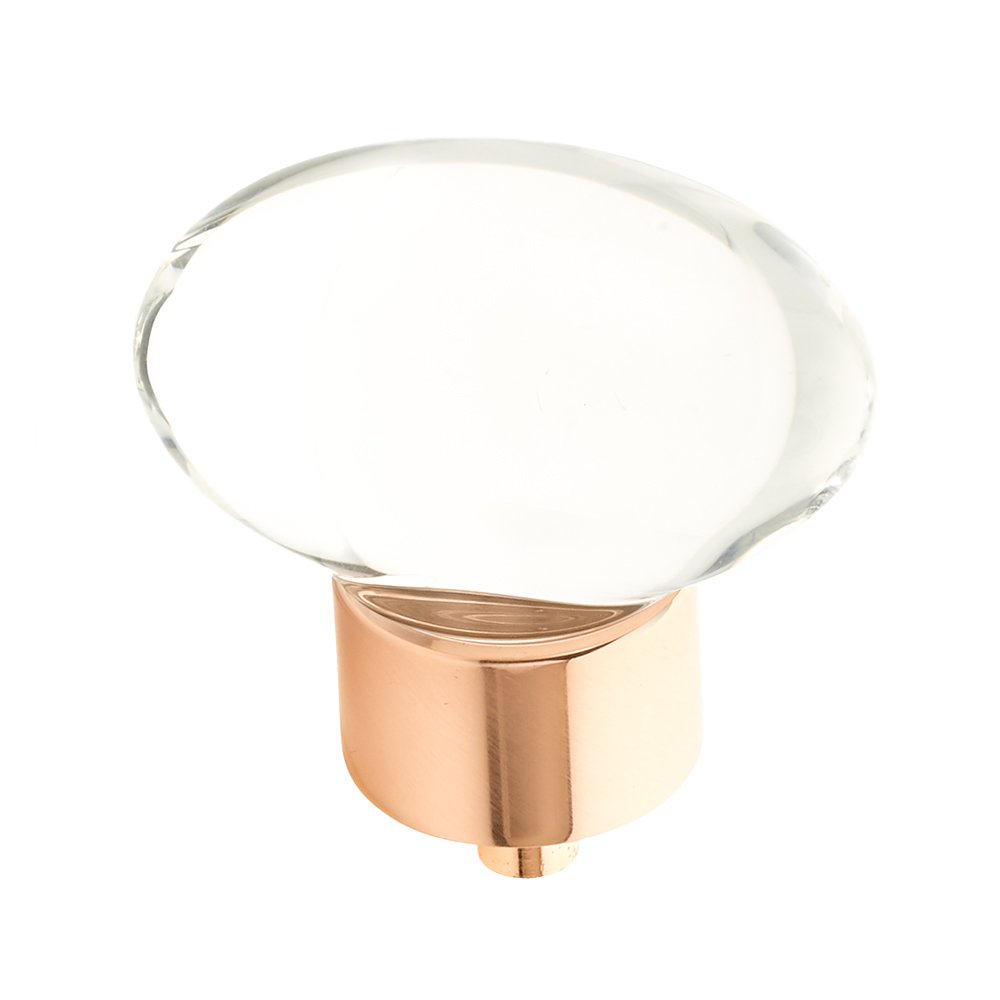 Schaub and Company 1 3/4" Oval Glass Knob in Polished Rose Gold