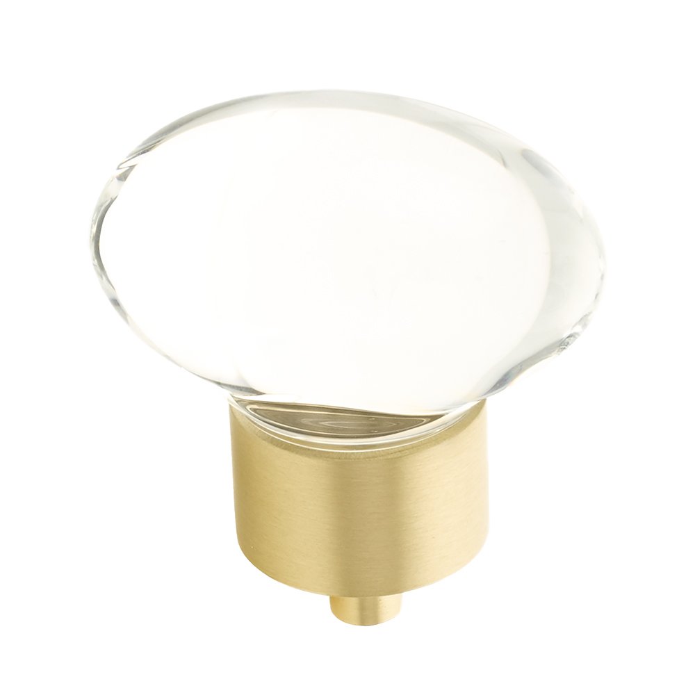Schaub and Company 1 3/4" Oval Glass Knob in Satin Brass