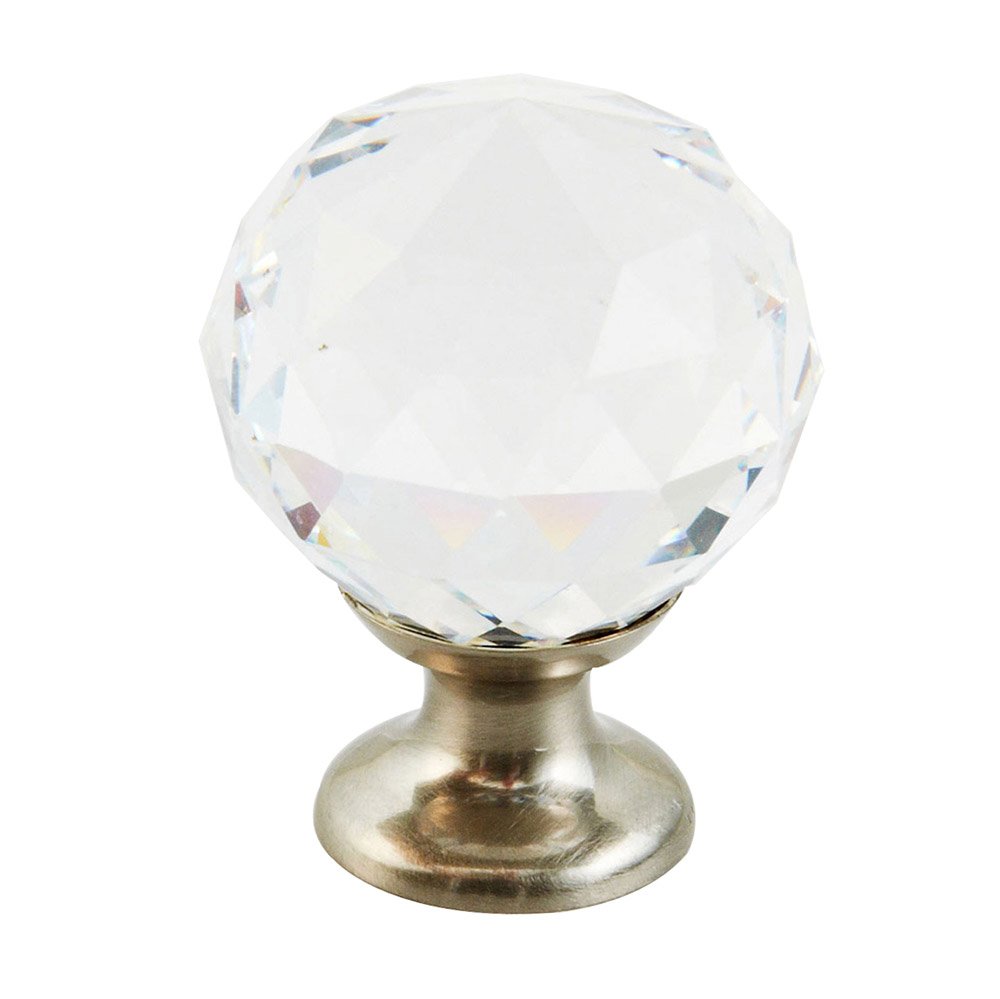 Schaub and Company 1 1/8" Round Knob in Satin Nickel and Clear Crystal