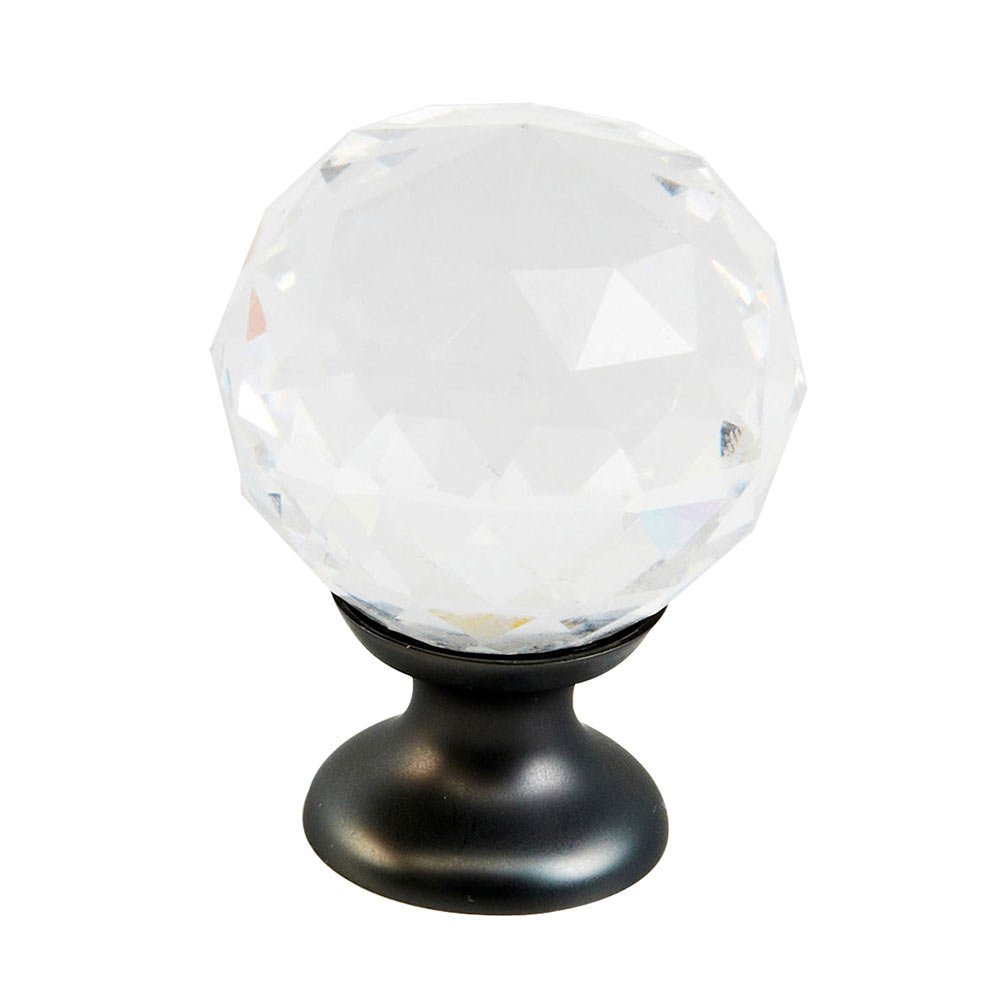 Schaub and Company 1 1/8" Round Knob in Bronze and Clear Crystal