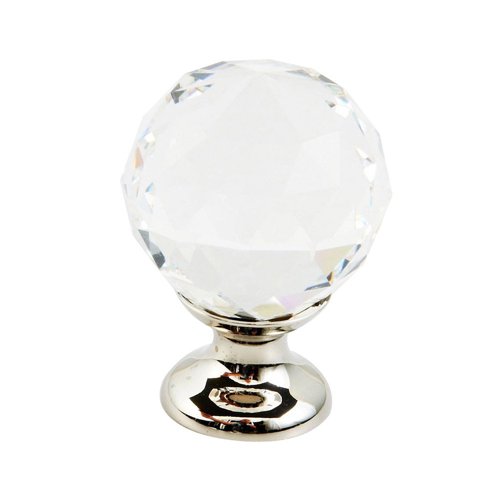 Schaub and Company 1 1/8" Round Knob in Polished Nickel and Clear Crystal