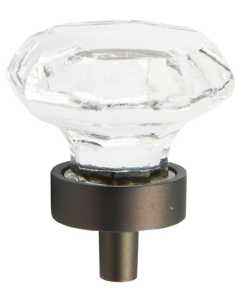 Schaub and Company 1 1/4" (32mm) Octagonal Knob in Bronze and Clear Glass