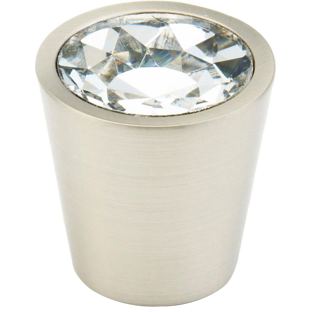 Schaub and Company 1 1/16" Cylinder Knob in Satin Nickel and Clear Glass