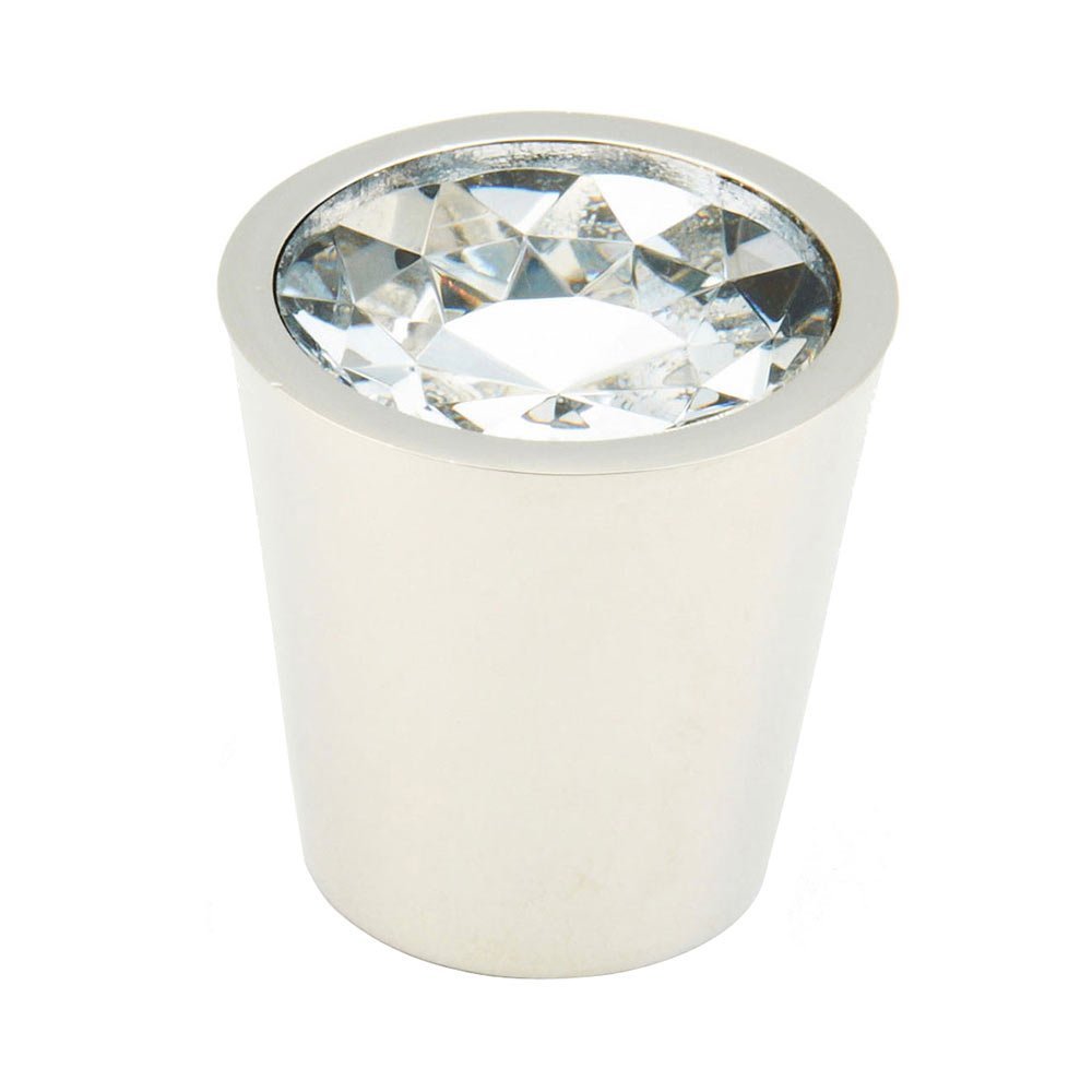 Schaub and Company 1 1/16" Cylinder Knob in Polished Nickel and Clear Glass