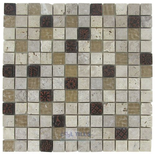Stellar Tile 1" x 1" Glass & Stone Mosaic Tile in Glouster