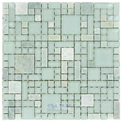 Stellar Tile Ming Green and Glass Glass Mosaic Tile in Ming Green and Glass