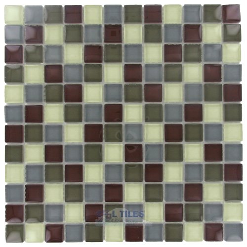 Stellar Tile 1" x 1" Glass Mosaic Tile in Canopy