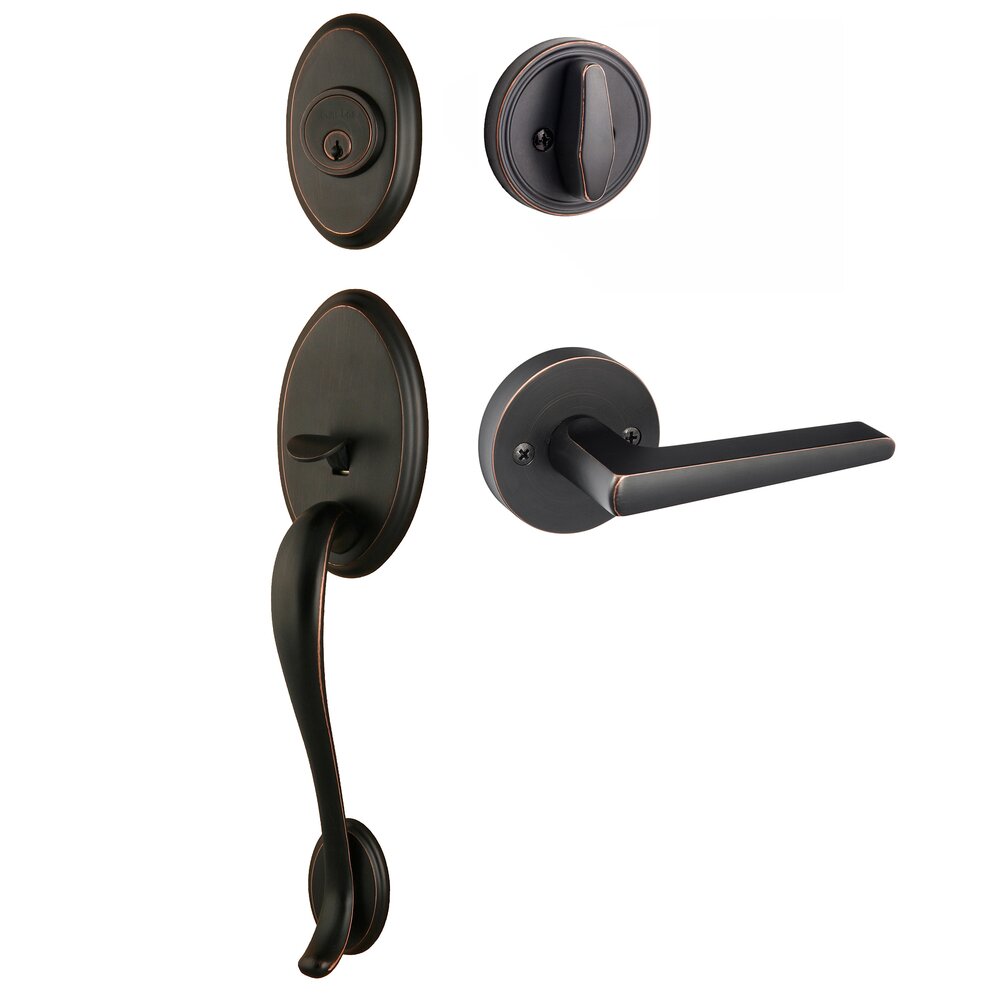 Sure-Loc Aspen Handleset with Basel Lever and Round Trim in Vintage Bronze