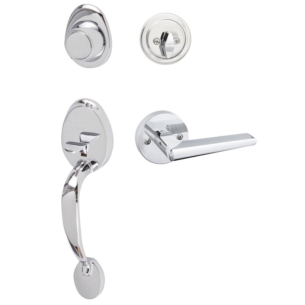 Sure-Loc Alta Dummy Handleset with Basel Lever and Round Trim in Polished Chrome