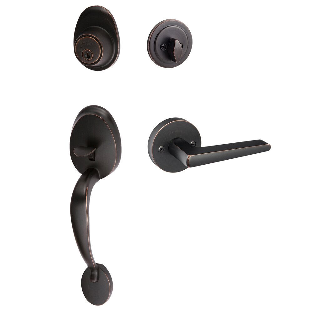 Sure-Loc Alta Handleset with Basel Lever and Round Trim in Vintage Bronze