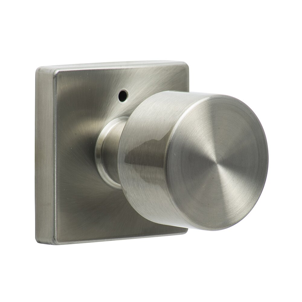 Sure-Loc Ridgecrest Modern Bergen Privacy Door Knob with Square Rosette in Satin Stainless