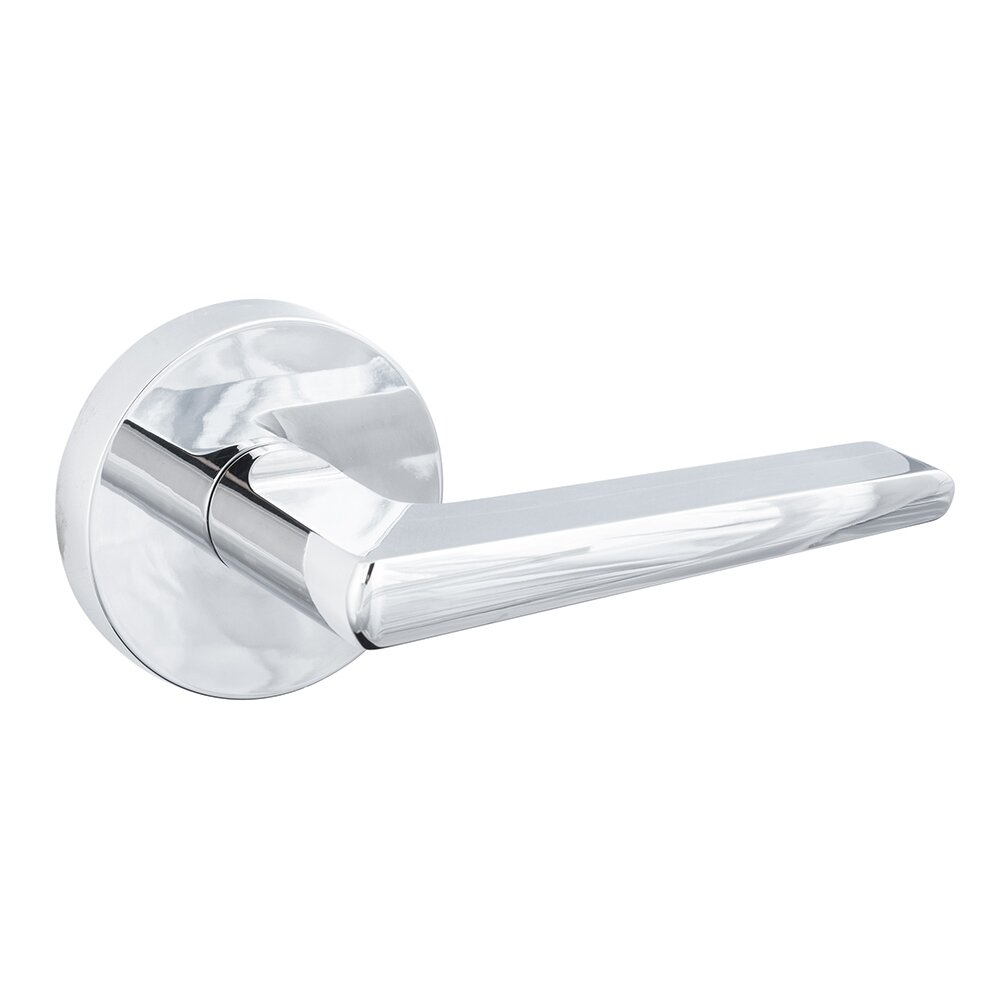 Sure-Loc Ridgecrest Modern Basel Passage Door Lever with Round Rosette in Polished Chrome