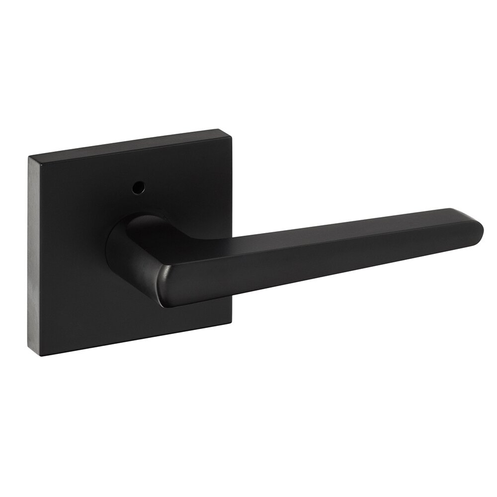 Sure-Loc Ridgecrest Modern Basel 28° Privacy Door Lever with Square Rosette in Flat Black