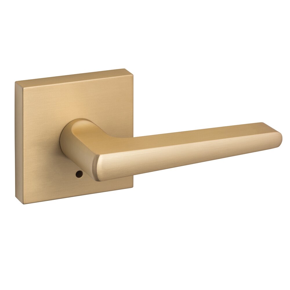 Sure-Loc Ridgecrest Modern Basel Privacy Door Lever with Square Rosette in Satin Brass