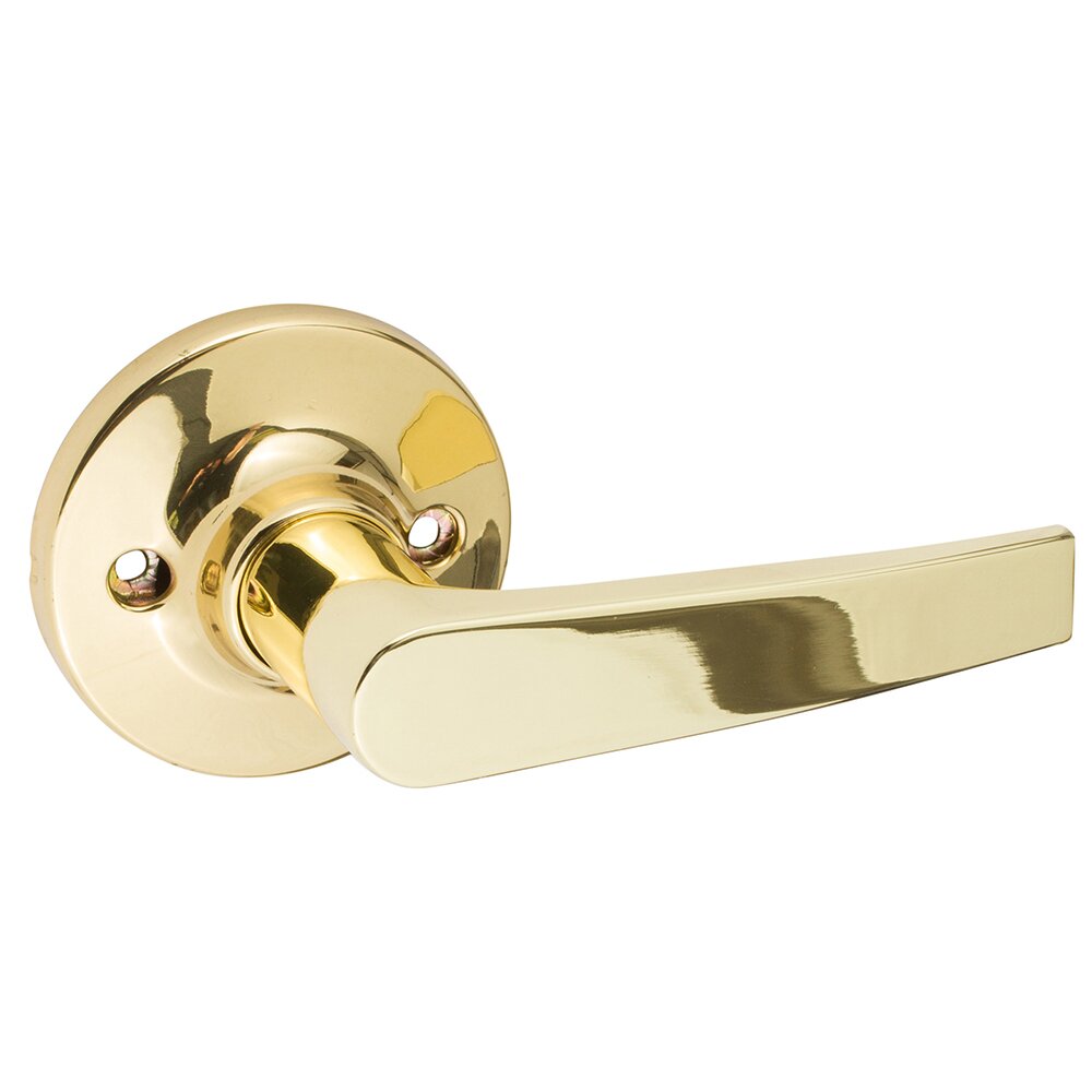 Sure-Loc Cedar Single Dummy Door Lever with Round Rosette in Polished Brass