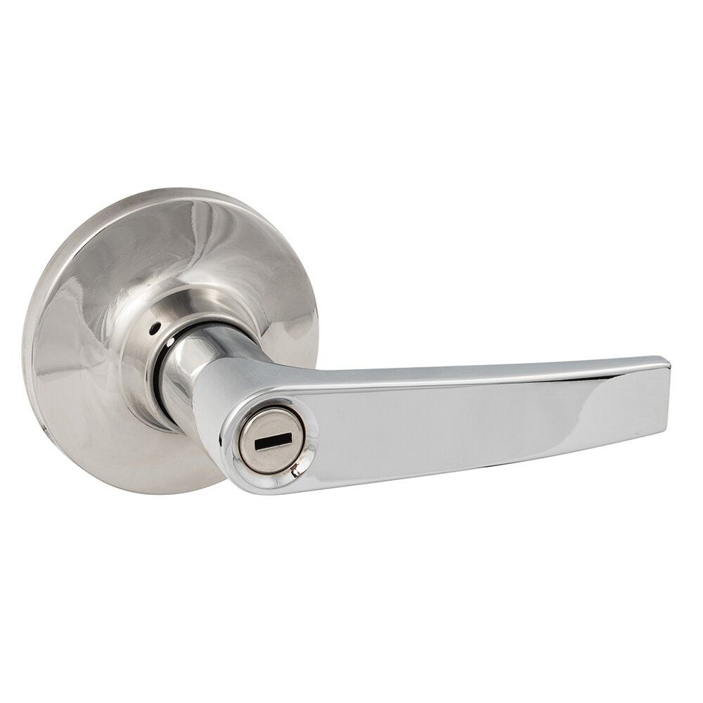 Sure-Loc Cedar Privacy Door Lever with Round Rosette in Polished Chrome