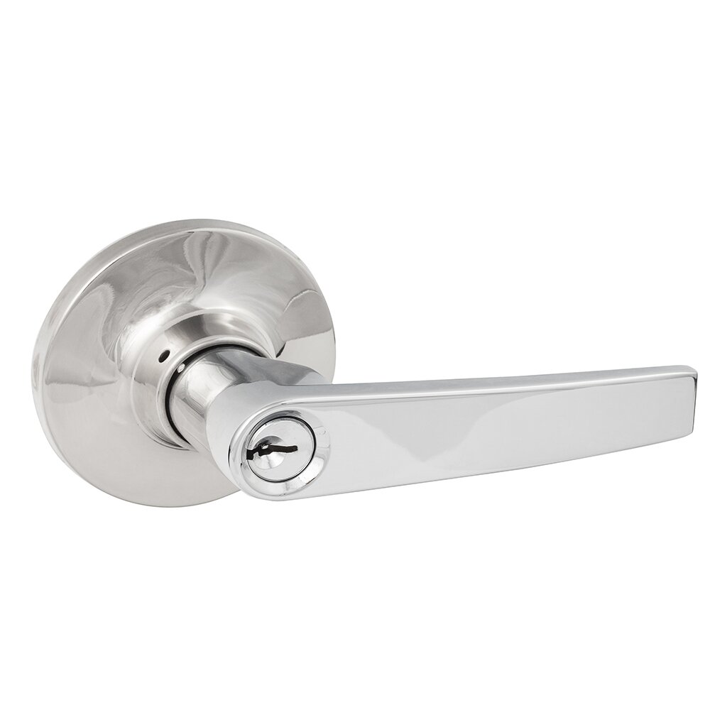 Sure-Loc Cedar Keyed Door Lever with Round Rosette in Polished Chrome