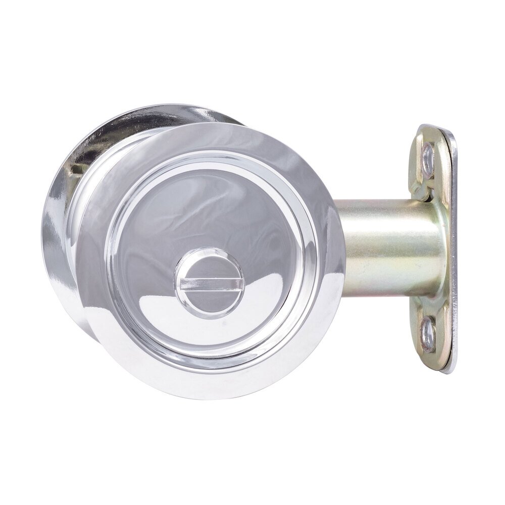Sure-Loc Round Pocket Door Pull - Privacy In Polished Chrome