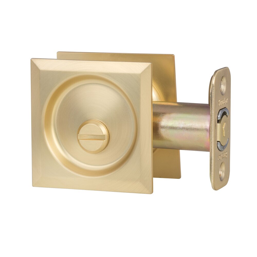 Sure-Loc Square Pocket Door Pull - Privacy In Satin Brass