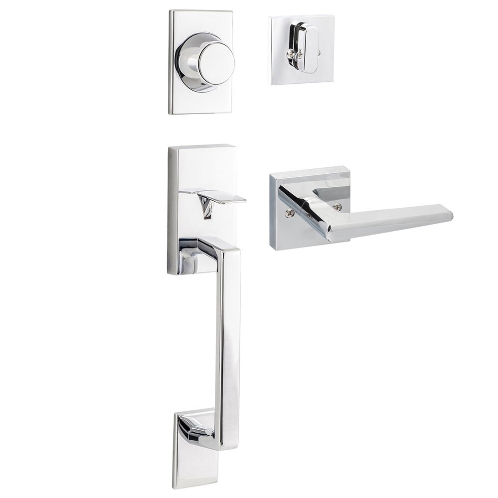 Sure-Loc Koln Dummy Handleset with Square Thumb Turn and Basel Lever with Square Trim in Polished Chrome