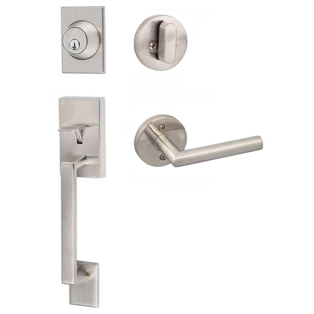 Sure-Loc Koln Handleset with Round Thumb Turn and Hanover Lever in Satin Stainless