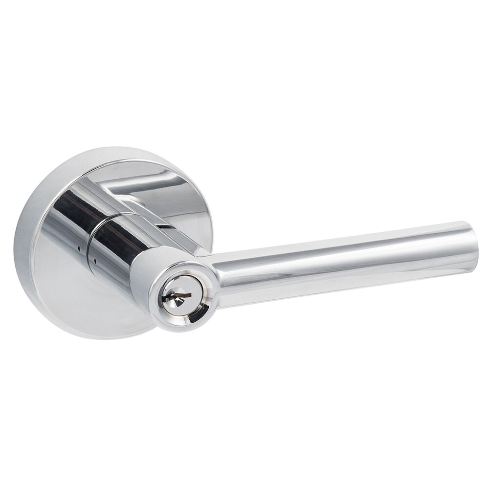 Sure-Loc Ridgecrest Modern Marin Keyed Door Lever with Round Rosette in Polished Chrome