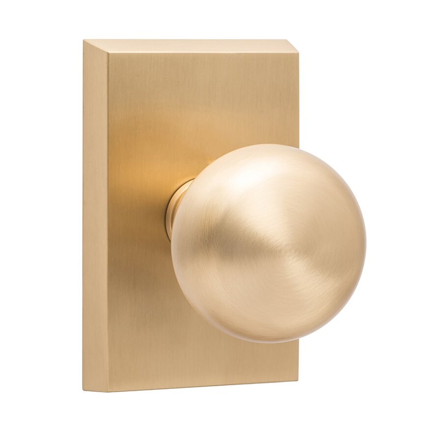 Sure-Loc Ridgecrest Mountain Oakley Privacy Door Knob with Rectangular Rosette in Satin Brass