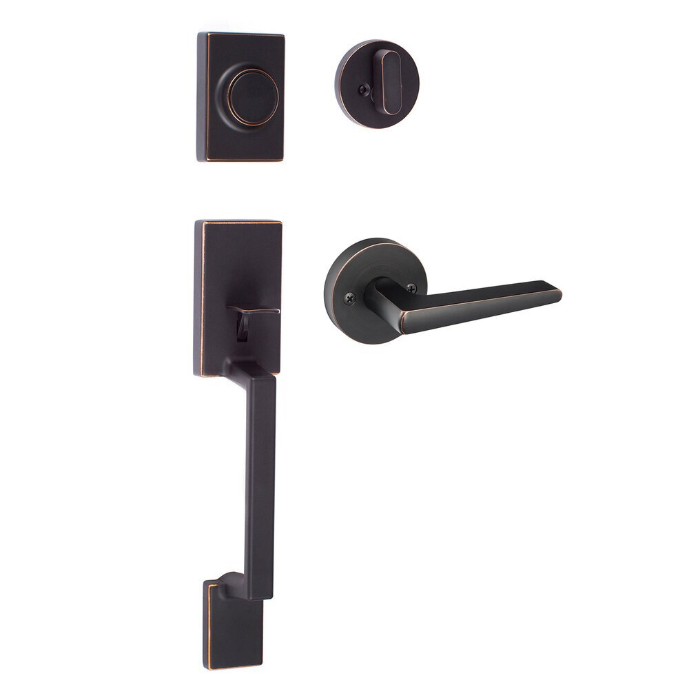 Sure-Loc Stockholm Dummy Handleset with Basel Lever and Round Trim in Vintage Bronze