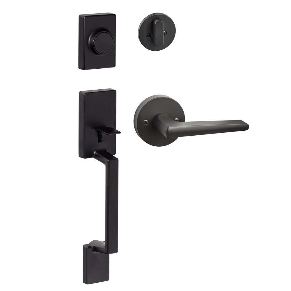 Sure-Loc Stockholm Dummy Handleset with Basel Lever and Round Trim in Flat Black
